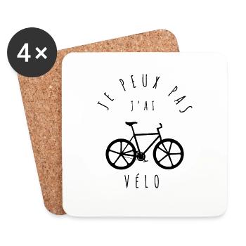 Je peux pas, j'ai vélo - T-shirt pour cyclistes - Dessous de verre (lot de 4) - blanc - Devant