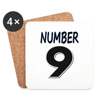 Numéro 9 Numéro 9 Numéro Neuf Cadeau du 9e anniversaire - Dessous de verre (lot de 4) - blanc - Devant