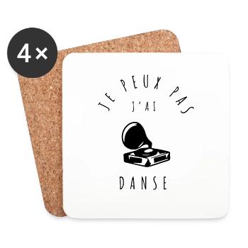 T-shirt "Je peux pas, j'ai danse" - Dessous de verre (lot de 4) - blanc - Devant