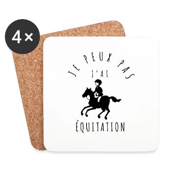 Je peux pas, j'ai équitation - Dessous de verre (lot de 4) - blanc - Devant