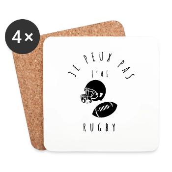 Je peux pas j'ai rugby - Passionné de rugby - Dessous de verre (lot de 4) - blanc - Devant