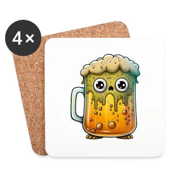 Bierglas Zeichnung Feier - Untersetzer (4er-Set) - Weiß - Vorne