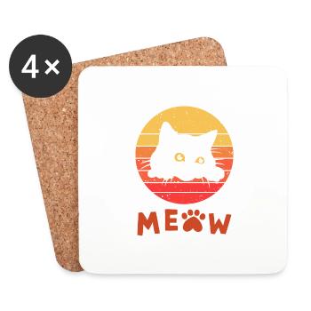 Retro Black Cat 1 - Coasters (set of 4) - white - Front