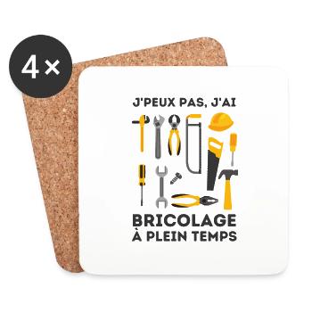 Bricoleur à plein temps - Dessous de verre (lot de 4) - blanc - Devant