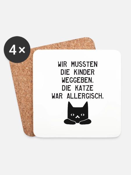 Kinder Allergie - Katze - Untersetzer (4er-Set) - Weiß