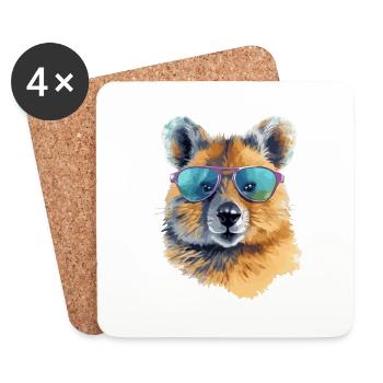 Miki, das Quokka mit Brille - Untersetzer (4er-Set) - Weiß - Vorne
