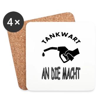 Tankwart an die Macht Tankstelle tanken Geschenk - Untersetzer (4er-Set) - Weiß - Vorne
