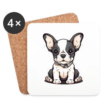Chiot mignon - Dessous de verre (lot de 4) - blanc - Devant