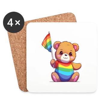 L’amour est une nécessité pour l’ours - Dessous de verre (lot de 4) - blanc - Devant