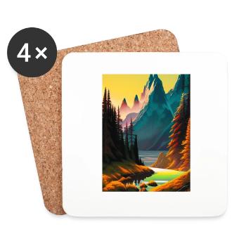 Paysage nature forêt 2 - Dessous de verre (lot de 4) - blanc - Devant