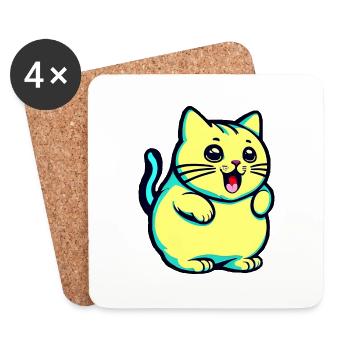 Cute Yellow Cat - Coasters (set of 4) - white - Front