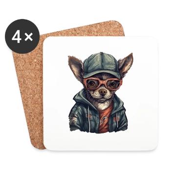 Chihuahua in streetwear cool Mexican dog - Coasters (set of 4) - white - Front