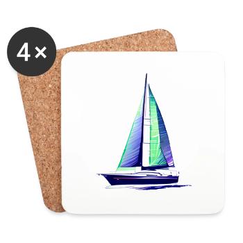 Sailing Sailors Sailing Sailing Ship Sailboat - Coasters (set of 4) - white - Front