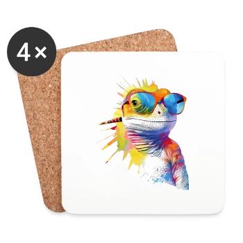Pik le lézard - Dessous de verre (lot de 4) - blanc - Devant