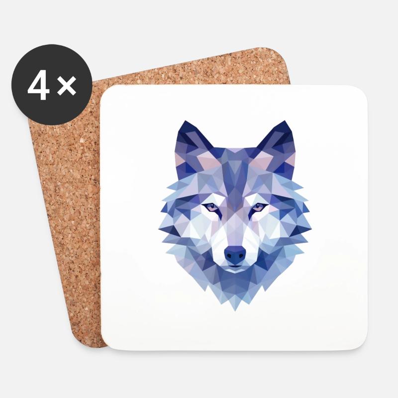 Blue Wolf - Untersetzer (4er-Set) - Weiß