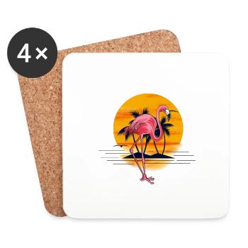 Summer flamingo sunset - Coasters (set of 4) - white - Front