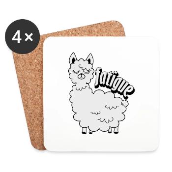 Schlafendes Lama - Untersetzer (4er-Set) - Weiß - Vorne