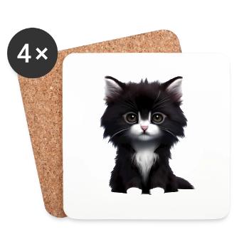 Katze Katzenbesitzer Haustier Hauskatze Kätzchen - Untersetzer (4er-Set) - Weiß - Vorne