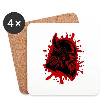 Viking Head Viking Warrior - Coasters (set of 4) - white - Front