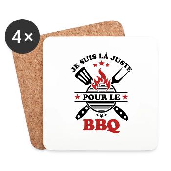 Je suis là juste pour la barbecue BBQ 2 - Dessous de verre (lot de 4) - blanc - Devant