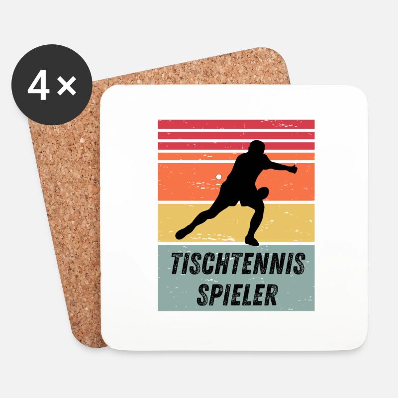 Tischtennisspieler - Untersetzer (4er-Set) - Weiß