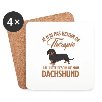 Chien dachshund - Dessous de verre (lot de 4) - blanc - Devant