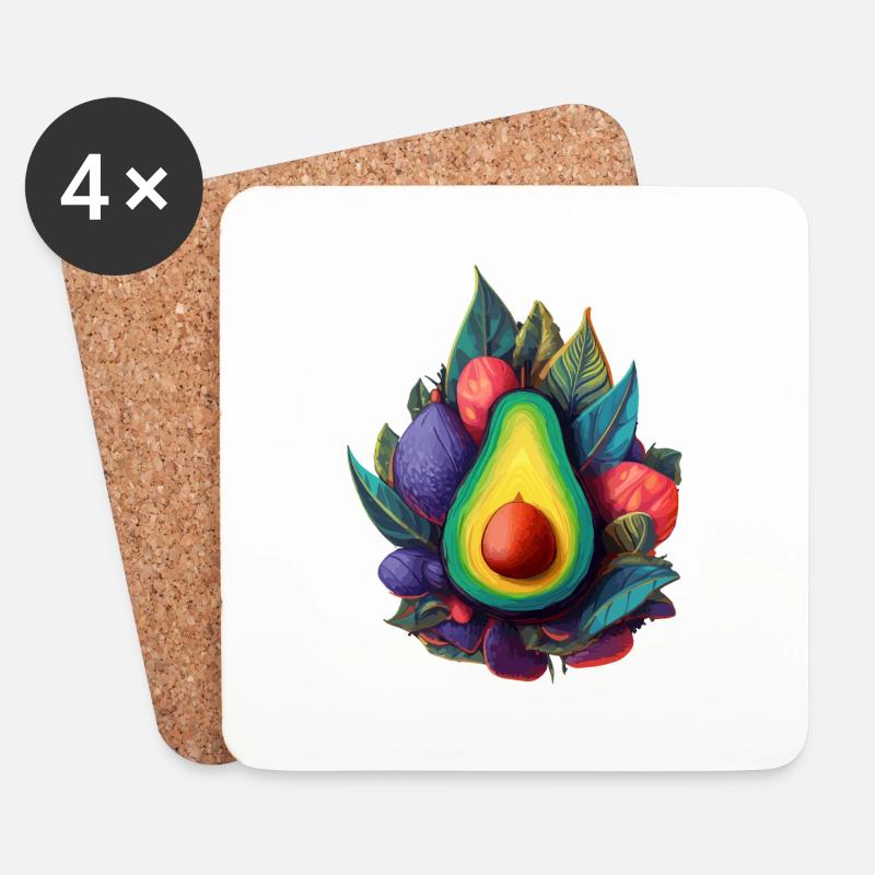 Avocado - Untersetzer (4er-Set) - Weiß