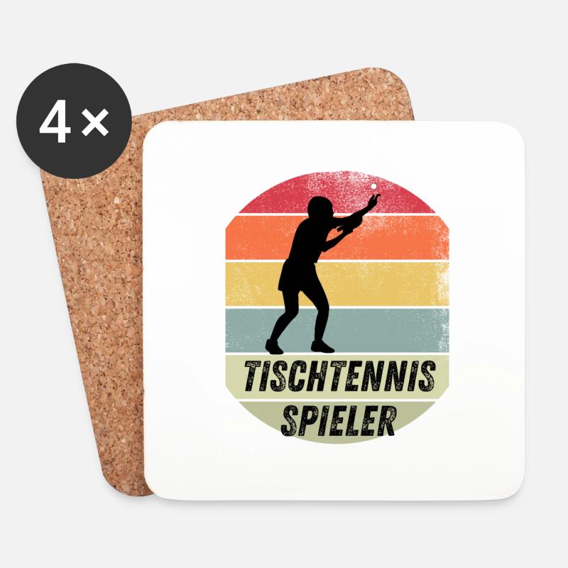 Tischtennisspieler - Untersetzer (4er-Set) - Weiß