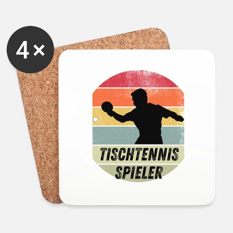 Tischtennisspieler - Untersetzer (4er-Set) - Weiß