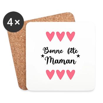 BONNE FÊTE MAMAN. MAMAN. FÊTE DES MÈRES. FÊTE - Dessous de verre (lot de 4) - blanc - Devant