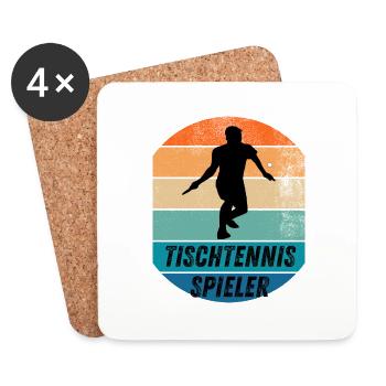 Tischtennisspieler - Untersetzer (4er-Set) - Weiß - Vorne