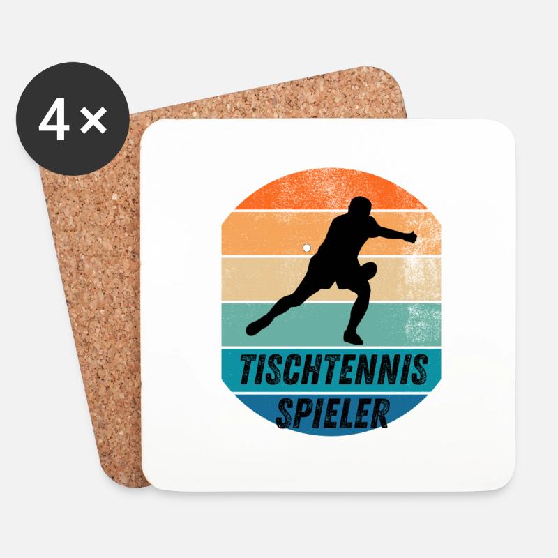 Tischtennisspieler - Untersetzer (4er-Set) - Weiß