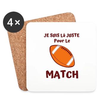 je suis là juste pour le match de rugby 1 - Dessous de verre (lot de 4) - blanc - Devant