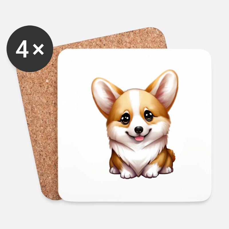 corgi - Untersetzer (4er-Set) - Weiß