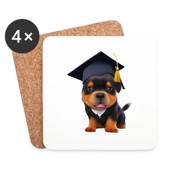 Bachelor Rottweiler Graduation Study Dogs - Coasters (set of 4) - white - Front