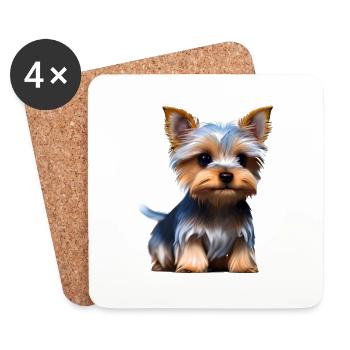 Dog Owner Yorkshire Terrier Puppy Dog - Coasters (set of 4) - white - Front