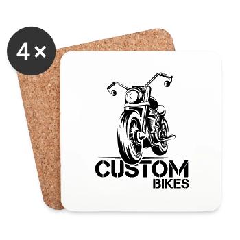 custom bikes Biker Garage Motorrad Illustration - Untersetzer (4er-Set) - Weiß - Vorne