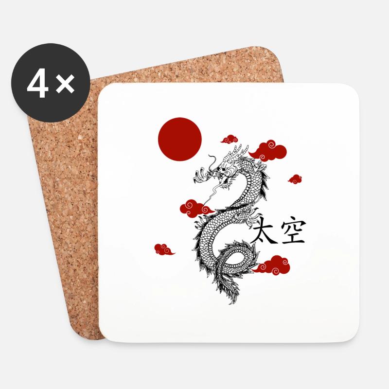Drache - Untersetzer (4er-Set) - Weiß