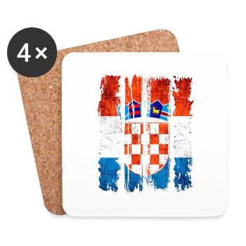 Kroatische Nationalflagge Emblem Kroatien Hrvatska hrv - Untersetzer (4er-Set) - Weiß - Vorne