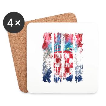 Drapeau national croate emblème Croatie Hrvatska hrv - Dessous de verre (lot de 4) - blanc - Devant