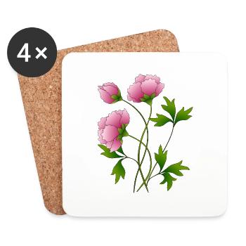Fleur - Dessous de verre (lot de 4) - blanc - Devant
