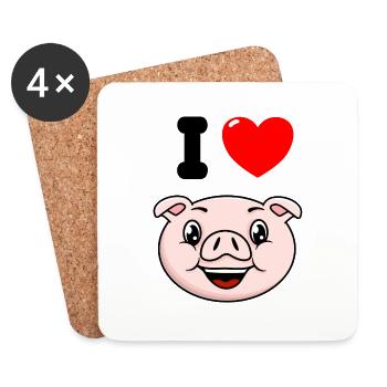 Ich liebe Schwein - Untersetzer (4er-Set) - Weiß - Vorne