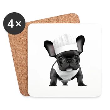 Bulldogge Hunde Hundebesitzer Gastronom Hund Köche - Untersetzer (4er-Set) - Weiß - Vorne