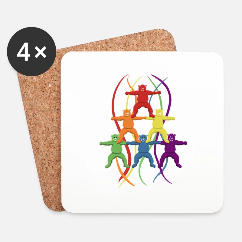Regenbogen Bären stehen zusammen! Pride Outfit - Untersetzer (4er-Set) - Weiß