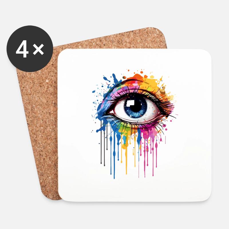 Ausdrucksstarkes Regenbogenauge - Untersetzer (4er-Set) - Weiß