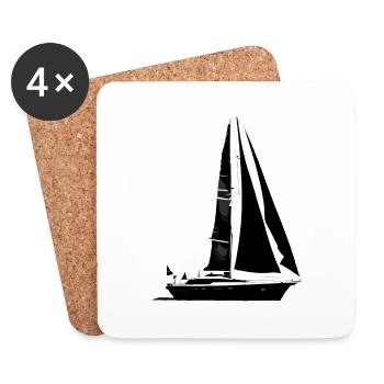 Sailing Sailing Ship Sailing Sailing Sailboat - Coasters (set of 4) - white - Front