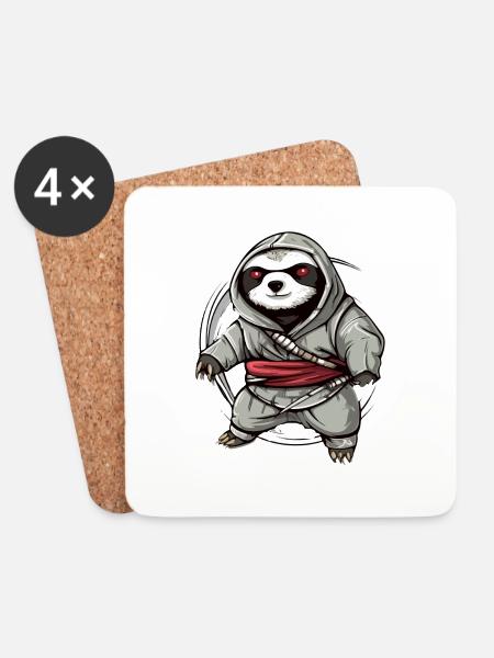 Hak das Ninja-Faultier - Untersetzer (4er-Set) - Weiß