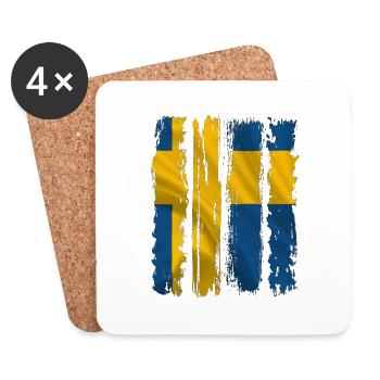 Suède Suède drapeau national norden skandinavia - Dessous de verre (lot de 4) - blanc - Devant