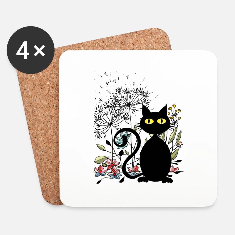 Cat - Coasters (set of 4) - white