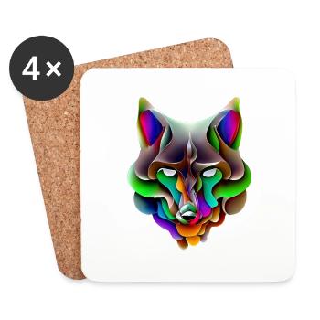 Wolf - Untersetzer (4er-Set) - Weiß - Vorne